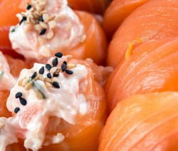 sushi di salmone e gamberi